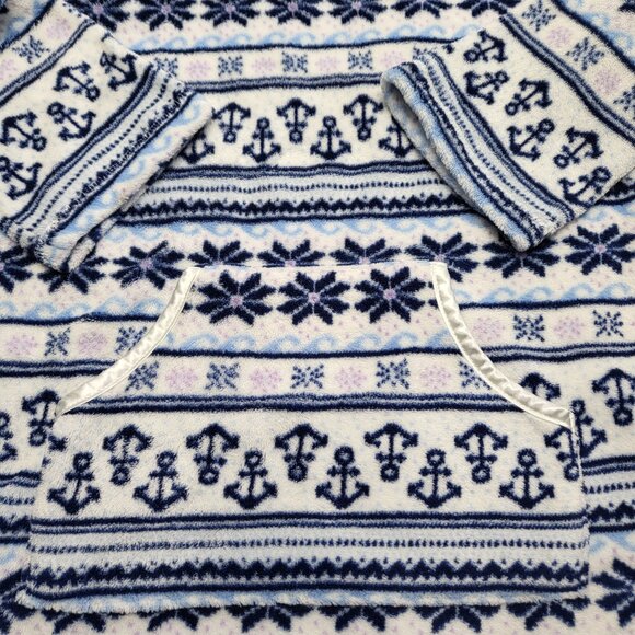 Nautica Womens Sweater Dress Hoodie Size Medium Fleece Anchor Print 3/4 Sleeve - Picture 7 of 14